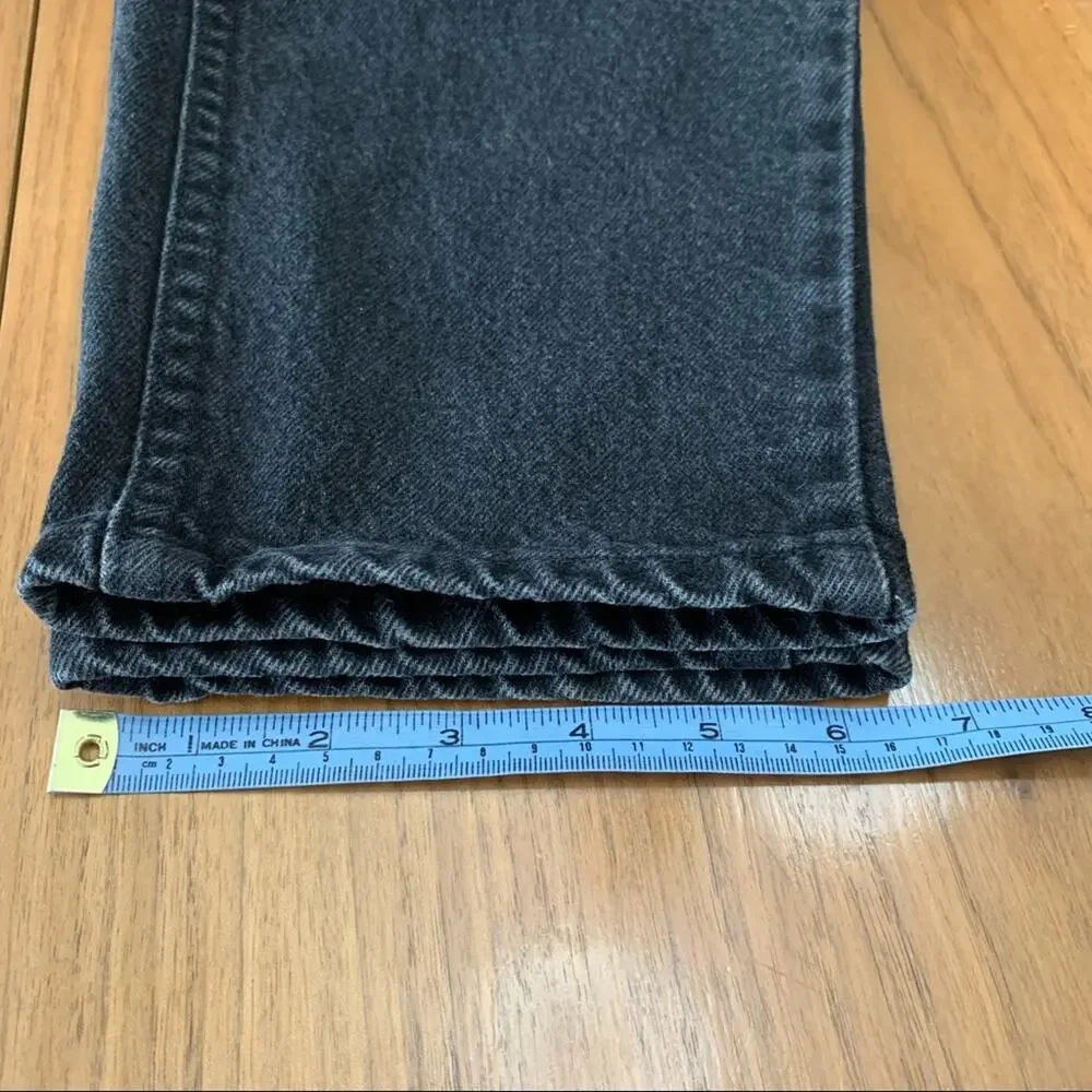 Vintage Lee Jeans 14 Long Black Tapered High Waist Union Made